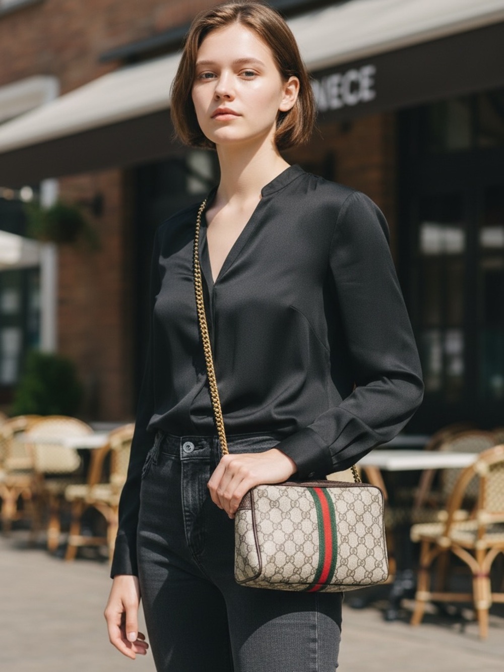 Converted Vintage Gucci Sherry Line PVC Leather Clutch -Crossbody Bag UNISEX